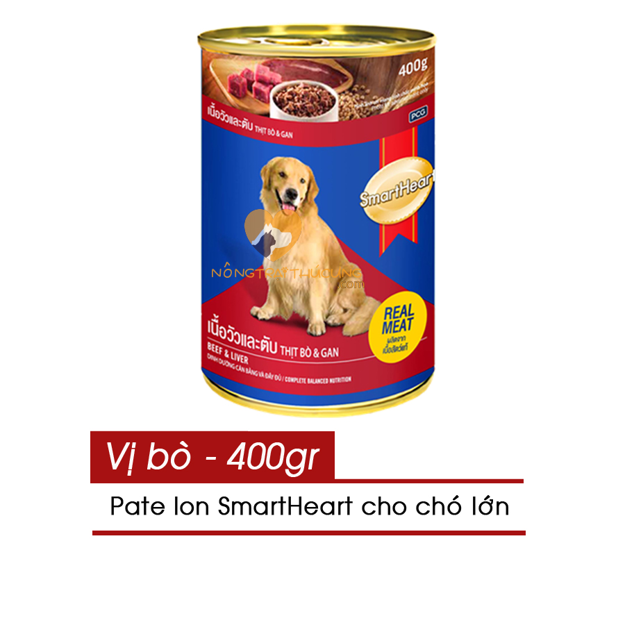 Pate Cho Chó SmartHeart Lon 400g - Vị Thịt Bò/ Gà và Gan - [Nông Trại Thú Cưng]