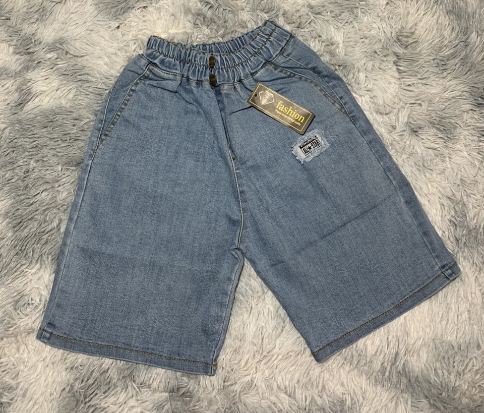 Quần Short jean ngố chất bò mềm xinh xắn lưng thun dễ mặc kèm ảnh thật