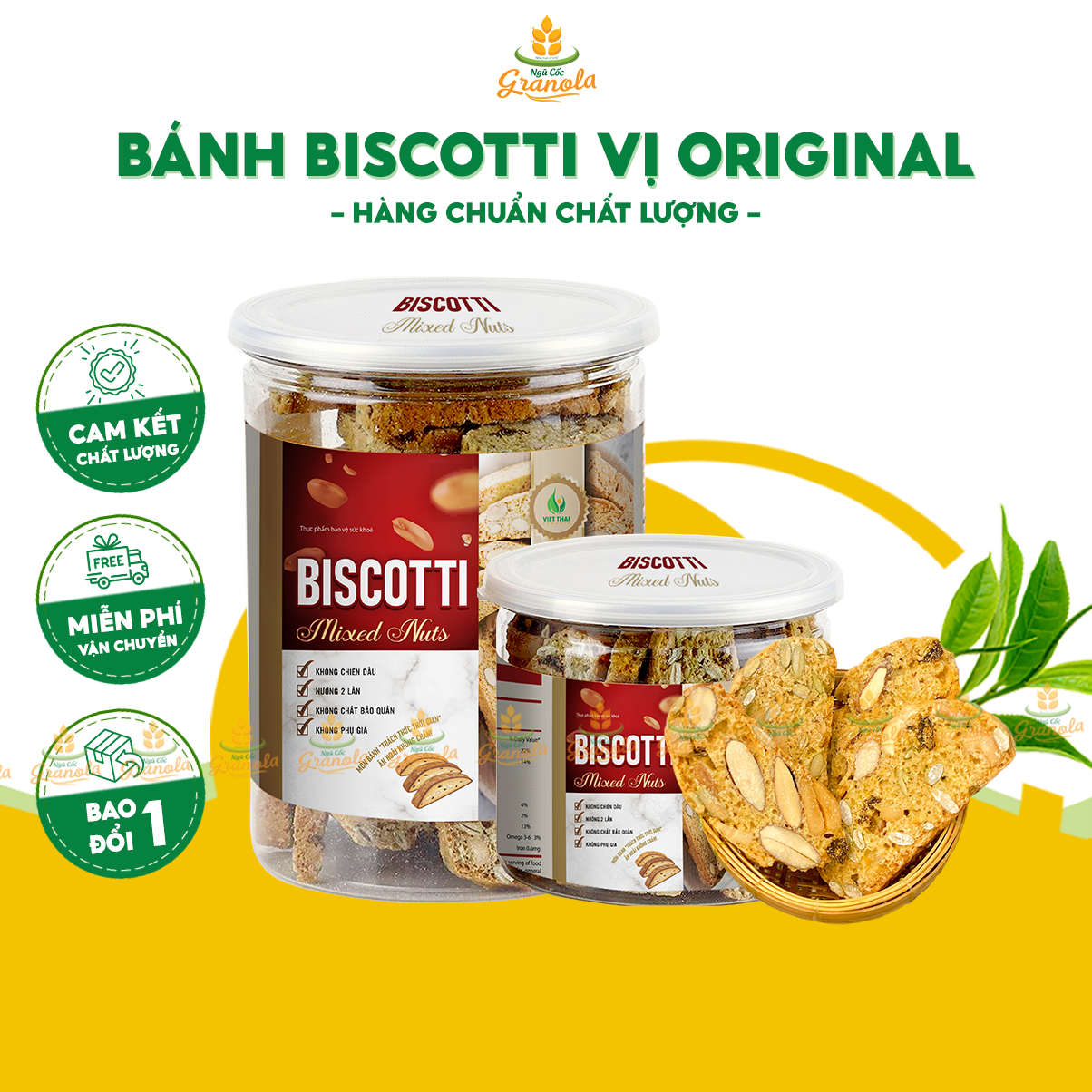 Bánh Biscotti Original ăn kiêng, giảm cân heathly 100% nguyên cám, siêu hạt ăn sáng dinh dưỡng