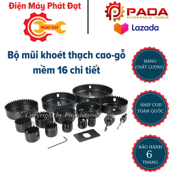 Bộ mũi khoét thạch cao-gỗ mềm 16 chi tiết