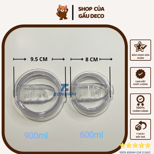 Nắp TRƯỢT Iced Americano 600ml cao cấp, đậy ly bình giữ nhiệt 900ml chống tràn
