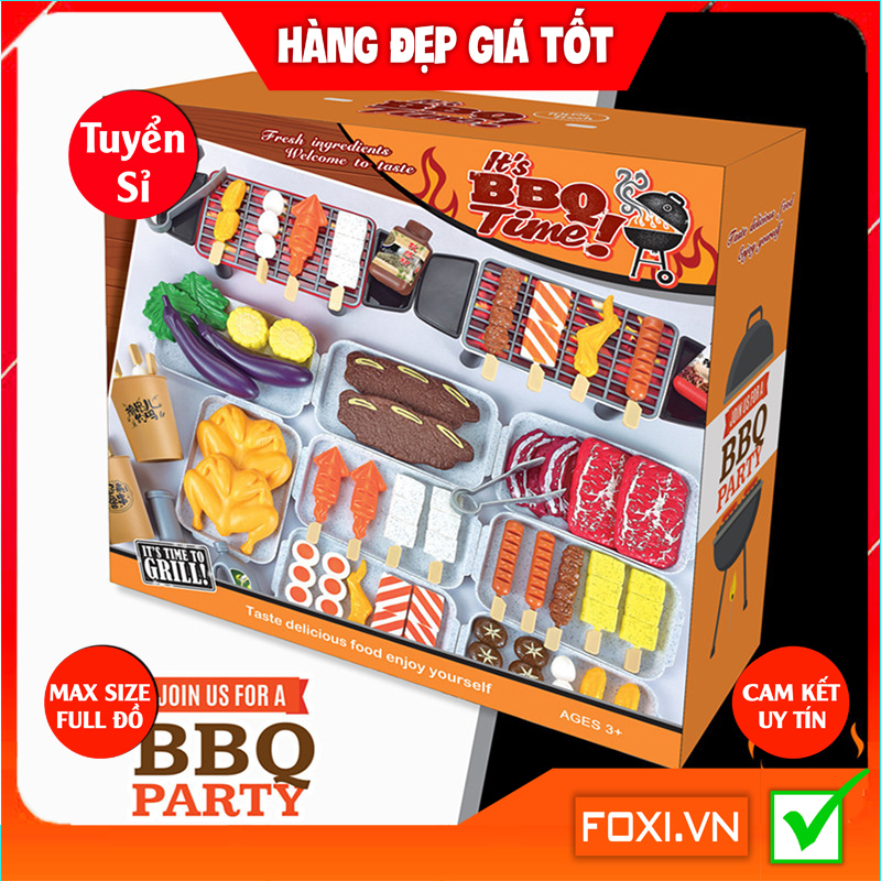 Bộ đồ chơi hộp thịt nướng BBQ 55 chi tiết Foxi màu sắc đẹp-bắt mắt-dễ chơi-sáng tạo-món quà bổ ích cho bé