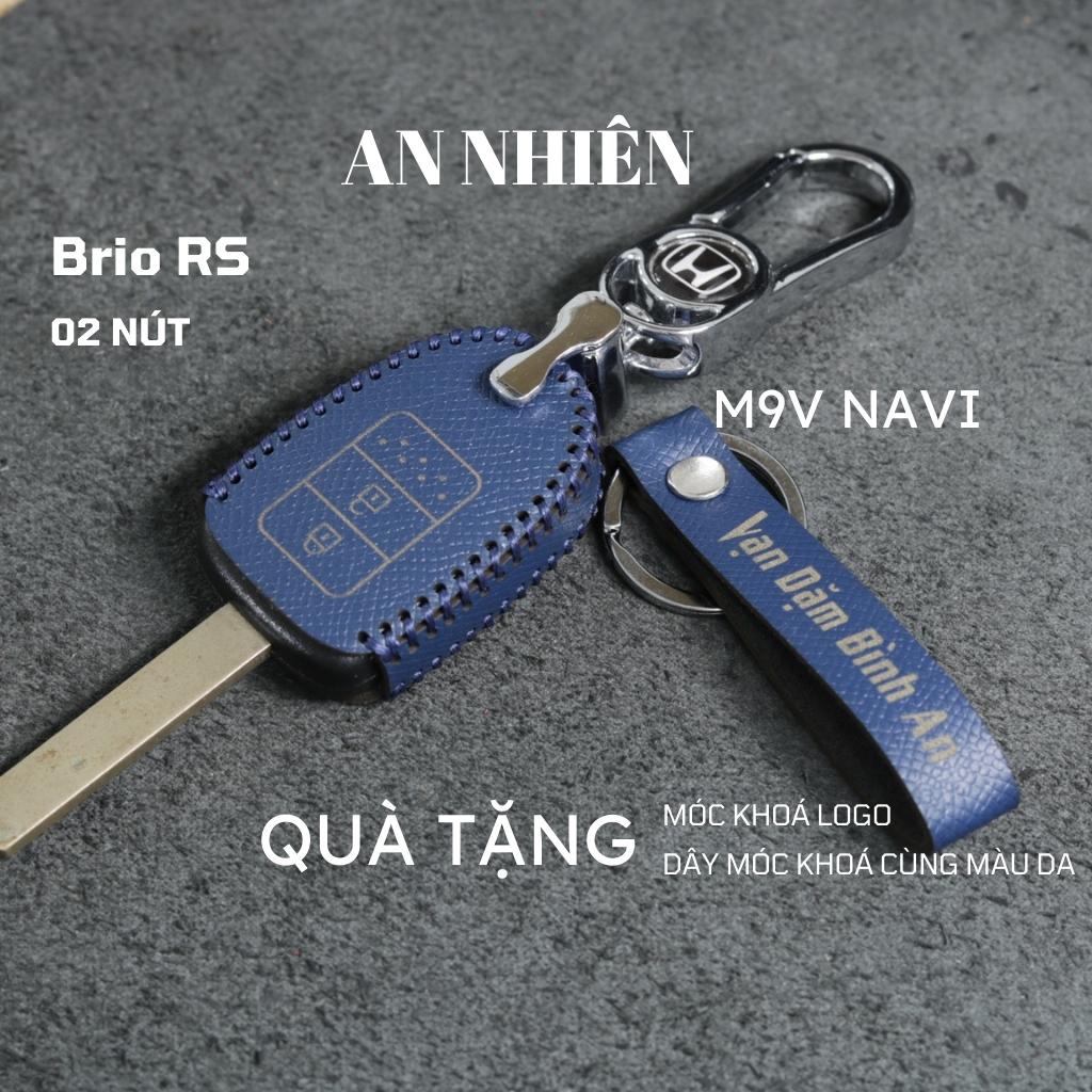 Bao da móc khoá bọc ốp chìa khóa xe ô tô honda brio rs 2018 - 2022, da bò, nhiều màu, khâu thủ công honda3