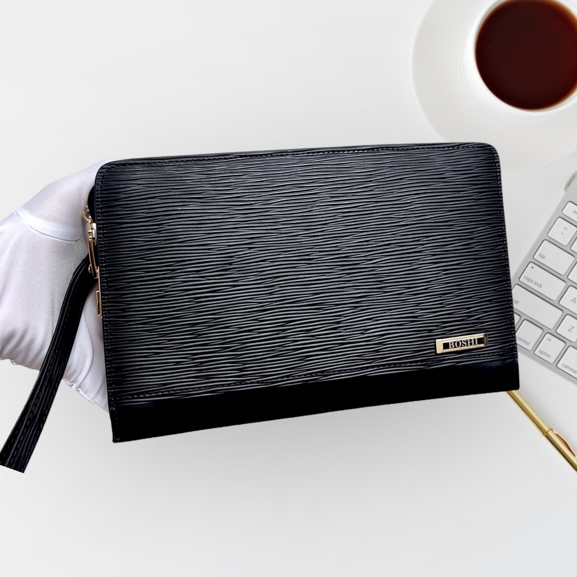 Clutch - ví cầm tay nam khóa số cao cấp da bò gc bk05