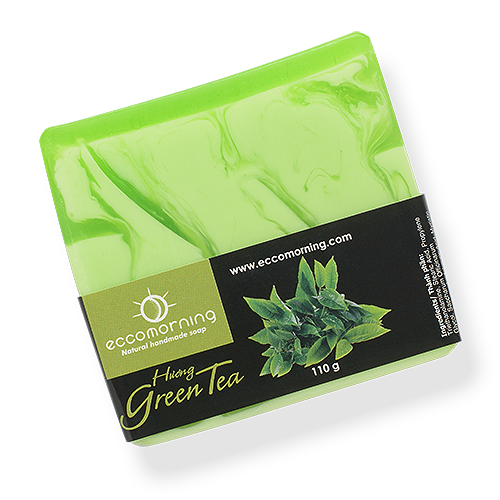 Xà bông thiên nhiên handmade Eccomorning hình vuông Trà Xanh - Green Tea Soap