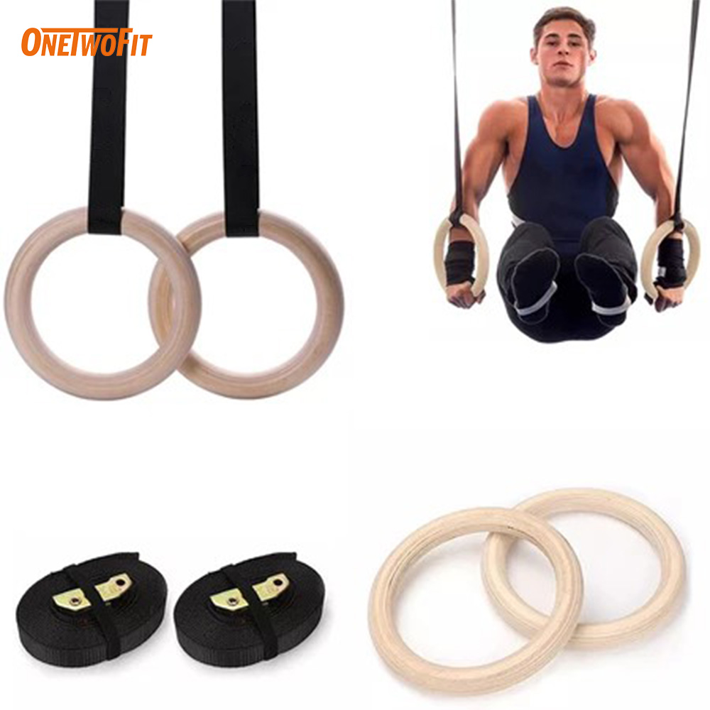 OneTwoFit Bộ 2 Vòng Treo Gymnastic Rings Hỗ Trợ Tập Dip Với Xà Đơn GYM Ring Ngoài Trời 