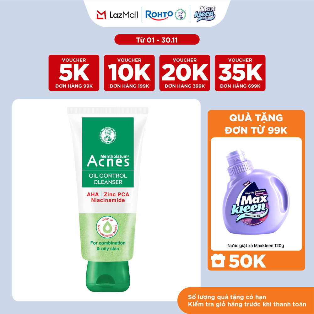 Sữa rửa mặt kiểm soát nhờn ngăn ngừa mụn dạng gel Acnes Oil Control Cleanser 100g