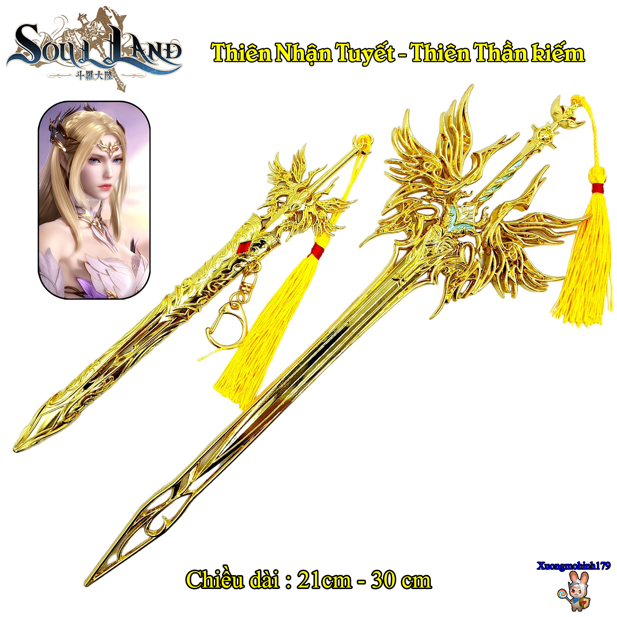 Mô hình Đấu La Đại Lục Soul Land Qian Renxue Thiên Nhận Tuyết Thiên Thần kiếm 21cm 30cm kim loại