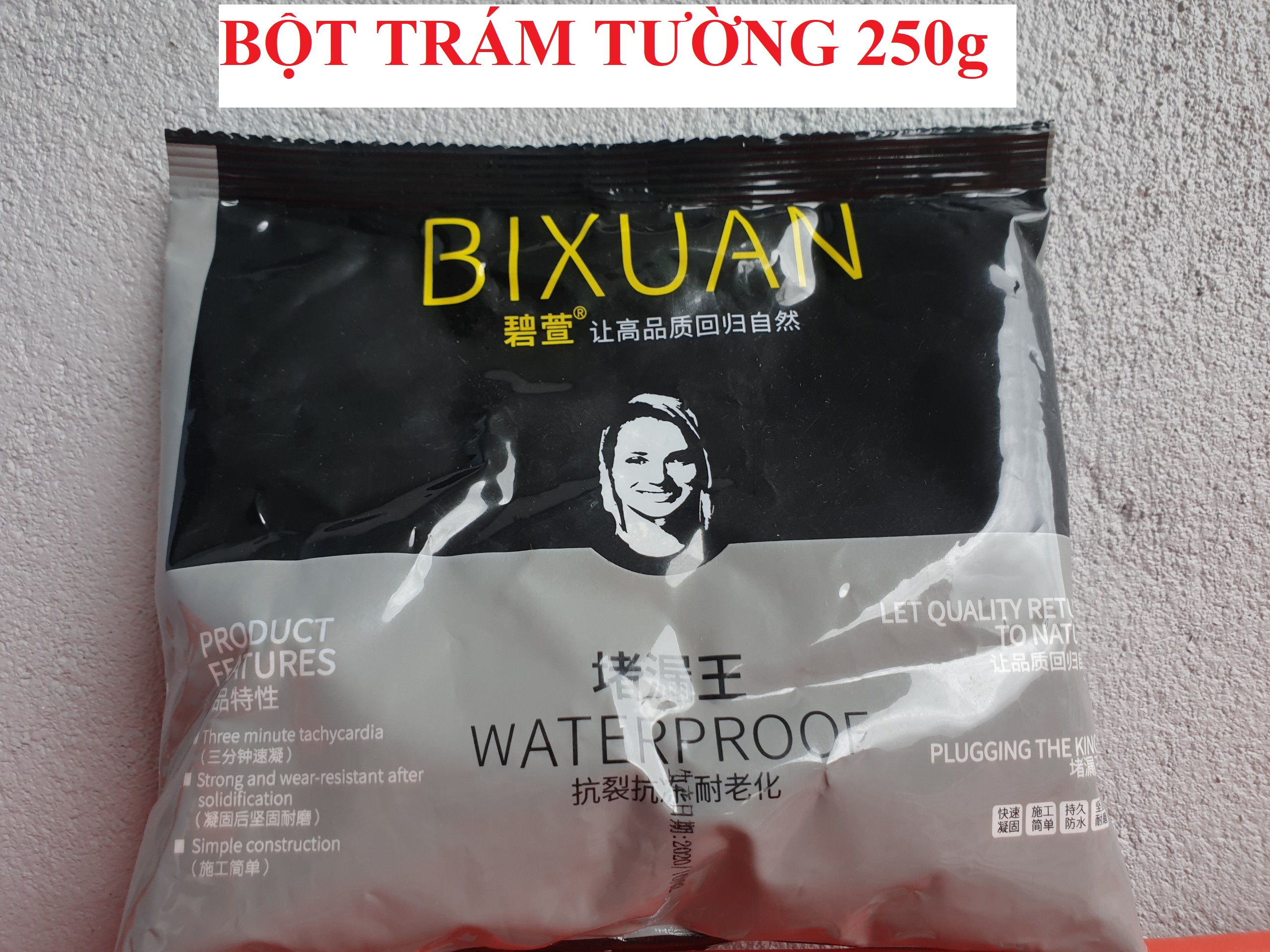 Bột trám tường Bixuan 250g dùng kèm bình xịt chống thấm Bixuan, trám vết nứt tường, trần nhà, sàn, bột trám chuyên dụng cho bình xịt chống thấm, bột trám cho chống thấm