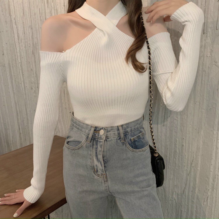 Áo thun gân chéo cổ quyến rũ cực xinh MS65.