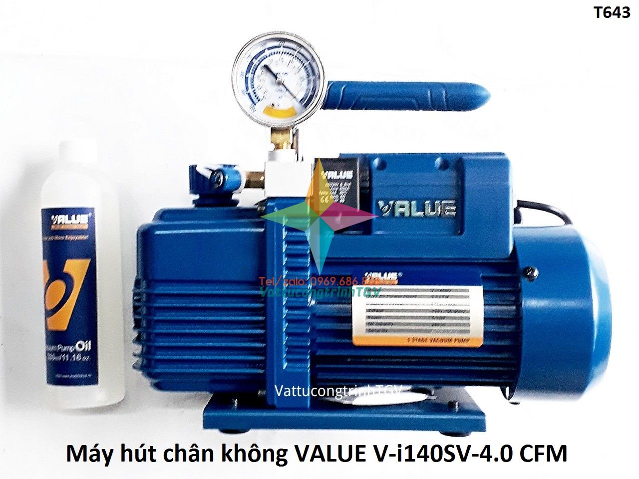 Máy hút chân không value v-i140sv công suất 3.5 cfm có đồng hồ báo áp