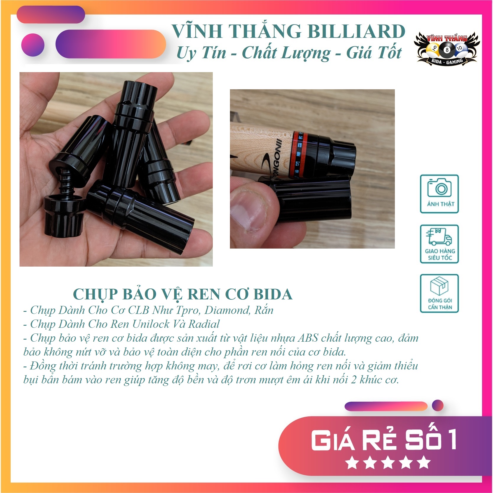 Chụp bảo vệ ren cơ bida - hàng cao cấp sang xịn mịn