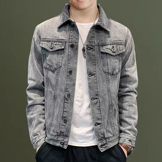 ÁO KHOÁC JEANS NAM MÀU XÁM 000 CỰC ĐẸP VẢI DÀY MỊN DONG PHUONG FASHION