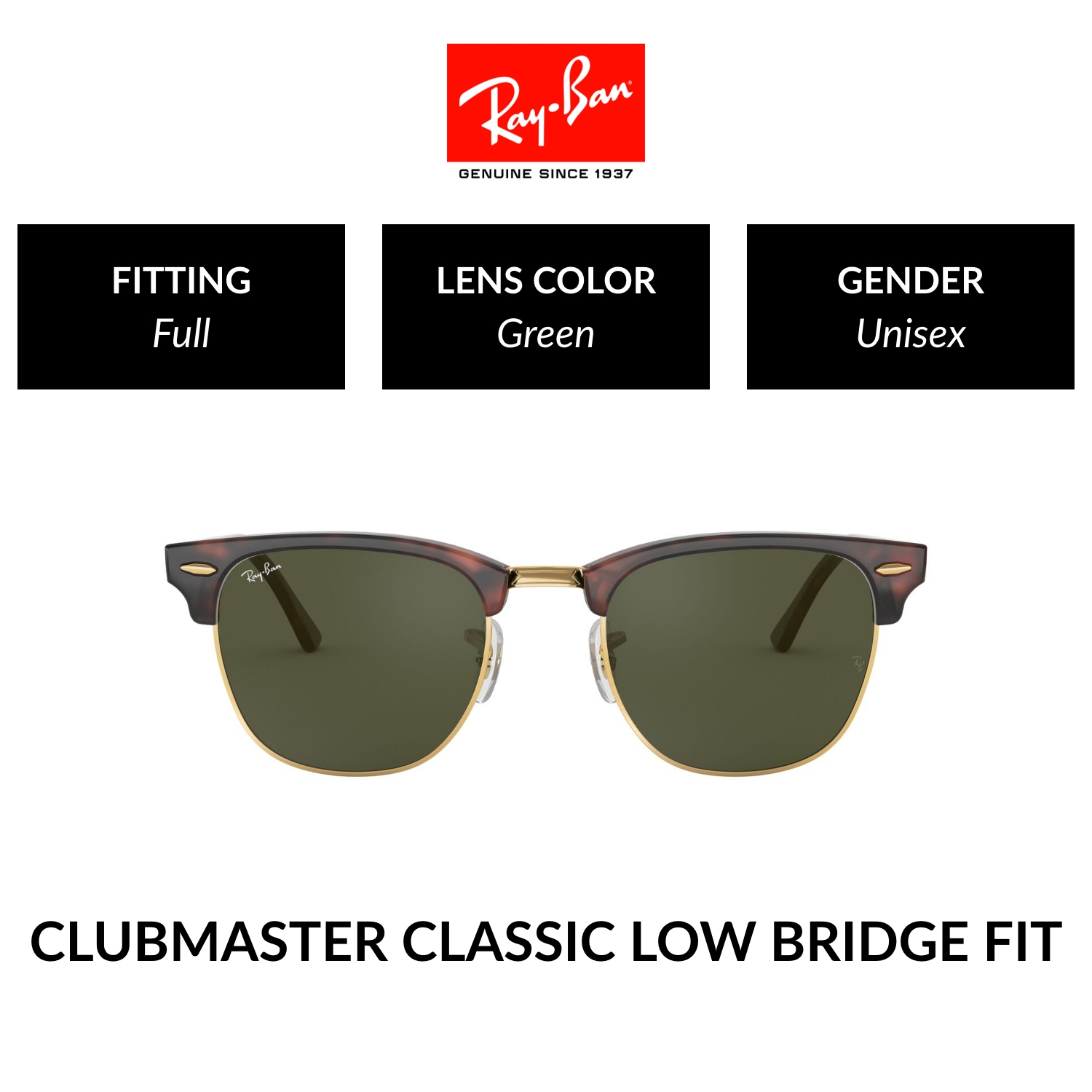 Mắt kính ray-ban clubmaster - rb3016f w0366 - kính mát size 55