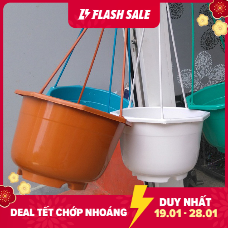 Combo 10 chậu hoa treo góc nhựa đẹp 20x14cm Chậu trơn bóng đẹp Phù hợp các loại hoa, rau nhỏ, trang trí sân vườn, ban công, phòng khách