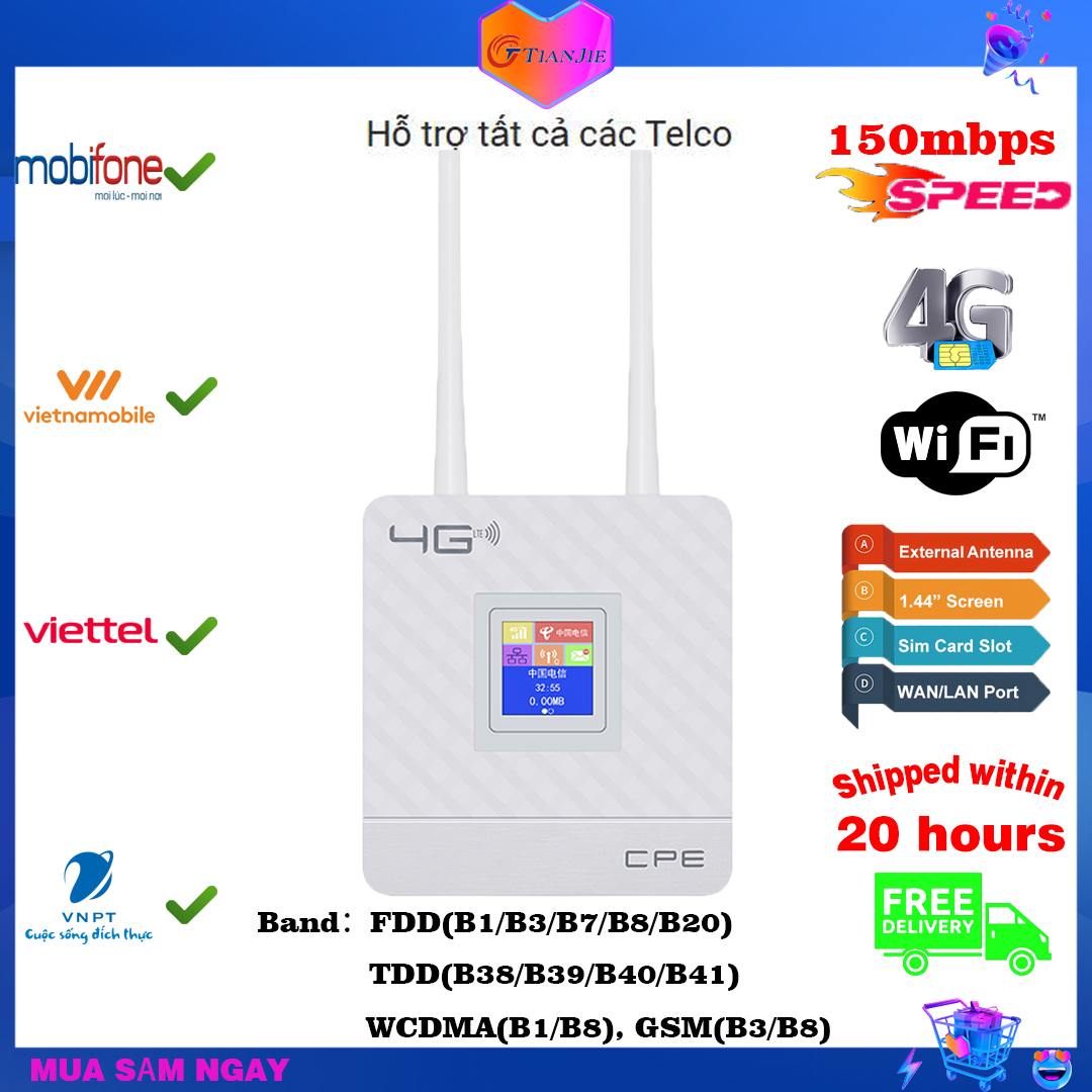 wifi không dây, cục phát wifi 4g dùng sim, router wifi, phát wifi cung cấp tốc độ truyền không dây 150Mbps