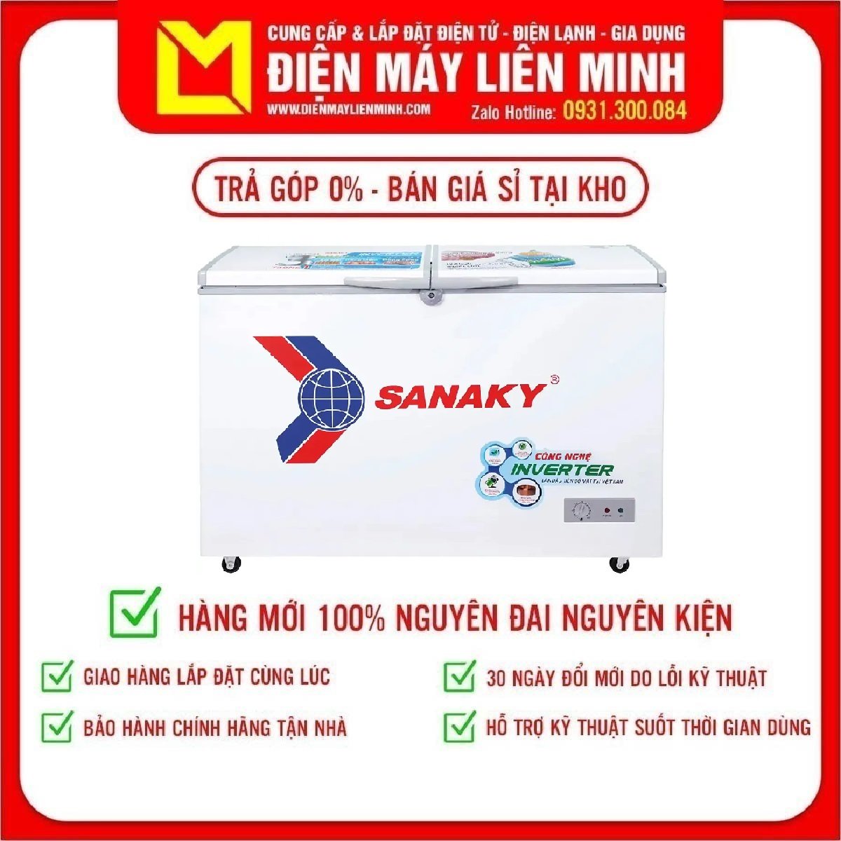Trả góp 0% - tủ đông inverter sanaky vh-3699a3 360 lít - miễn phí vận chuyển hcm