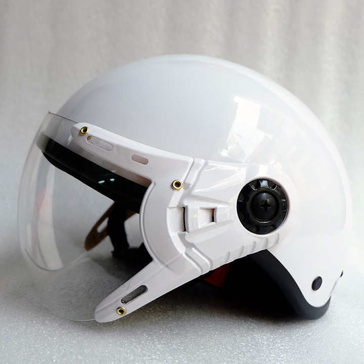 MŨ BẢO HIỂM 1/2 ĐẦU KÍNH CÀNGSƠN TRƠN MÀU TRẮNG-NÓN BẢO HIỂM NỮA ĐẦU-AN TOÀN ĐẠT CHUẨN