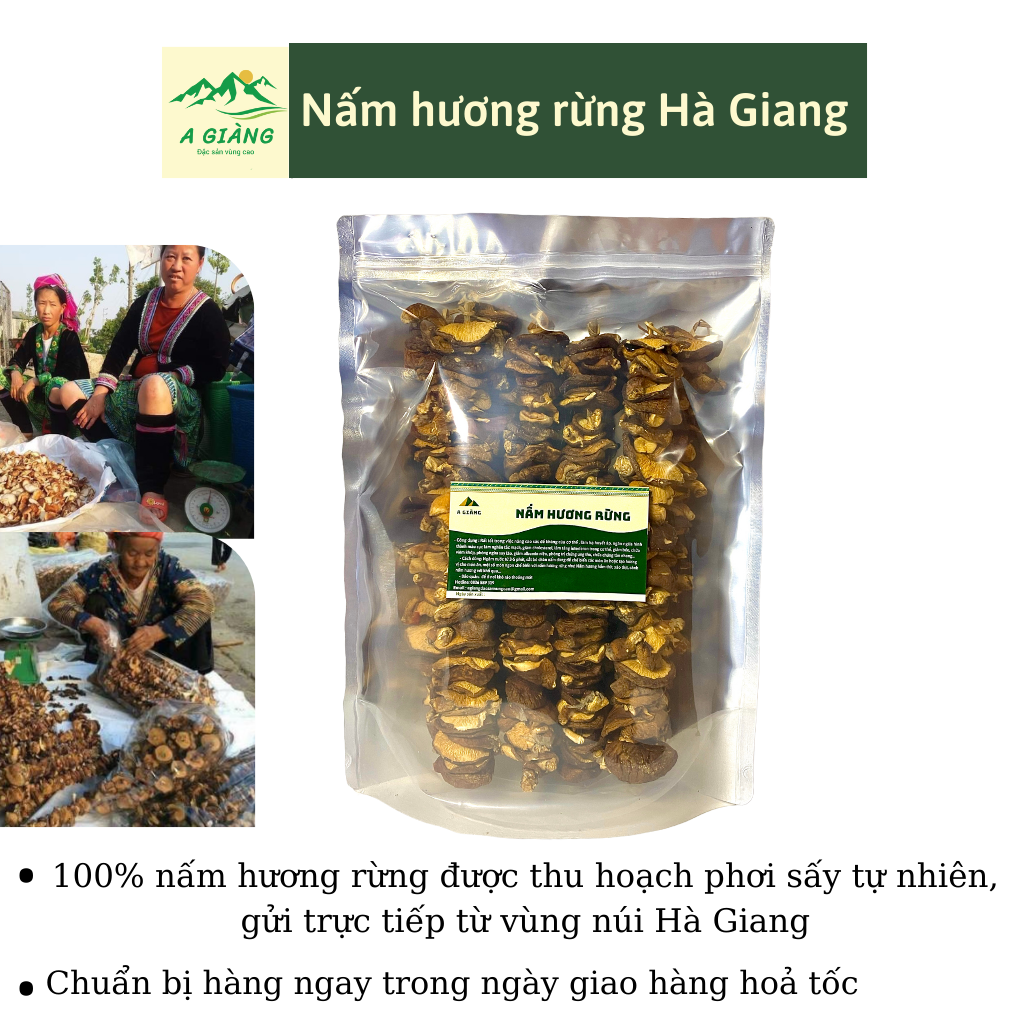 Nấm hương rừng khô Hà Giang gói 500gr - nấm hương khô Tây Bắc loại cánh to siêu thơm - nấm hương rừng xiên - nấm đông cô tốt cho sức khỏe