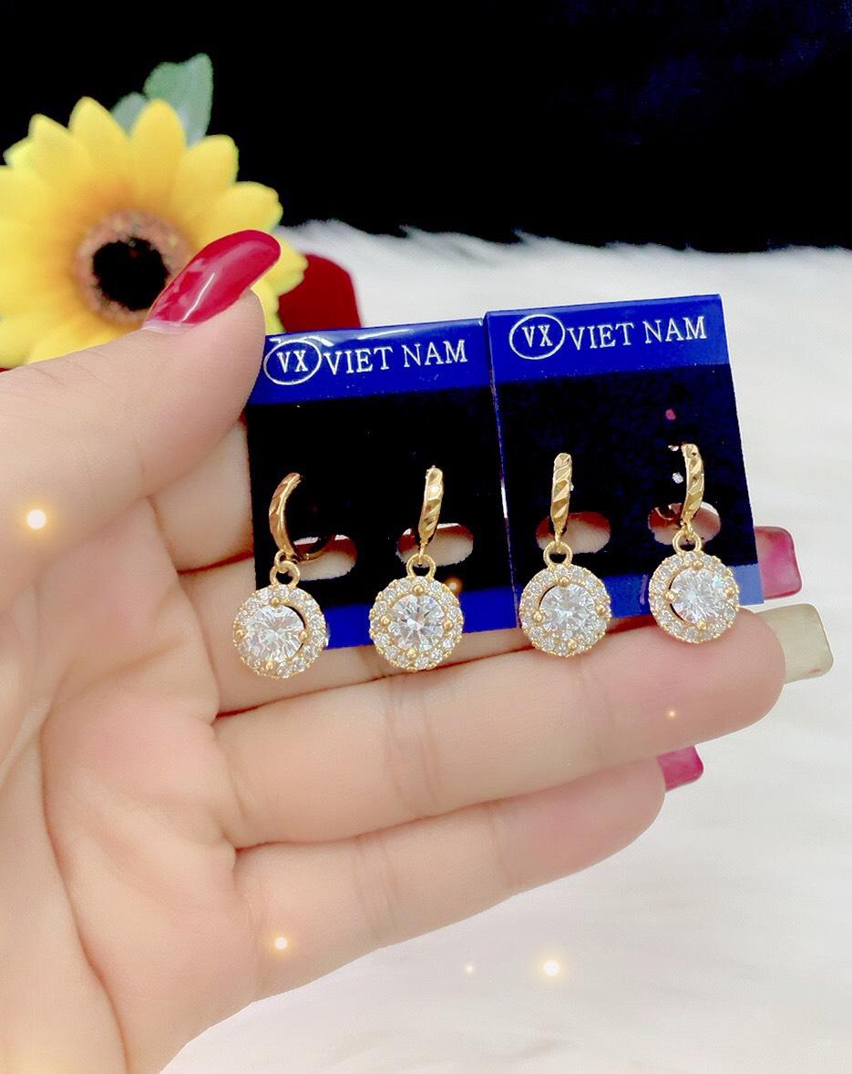 Bông tai nữ xi dát vàng 18k cao cấp