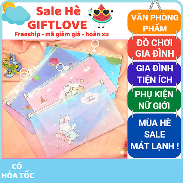 Túi đựng bút họa tiết dễ thương , túi đựng tài liệu nhỏ chống thấm nước , túi nhựa hoạt hình , tui dung but viet , tui dung but hoc sinh nu , tui dung but cute ,đồ dùng học tập , Gift Love
