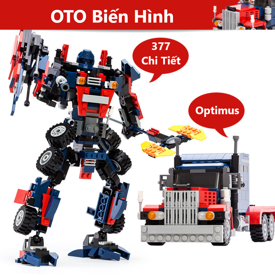 [Hoàn Tiền 10%][377 Chi Tiết] Bộ Đồ Chơi Lắp Ghép Xếp Hình Tranformer OPTIMUS PRIDE, Marvel Iron Men, Người Sắt, ROBOT Oto Biến Hình
