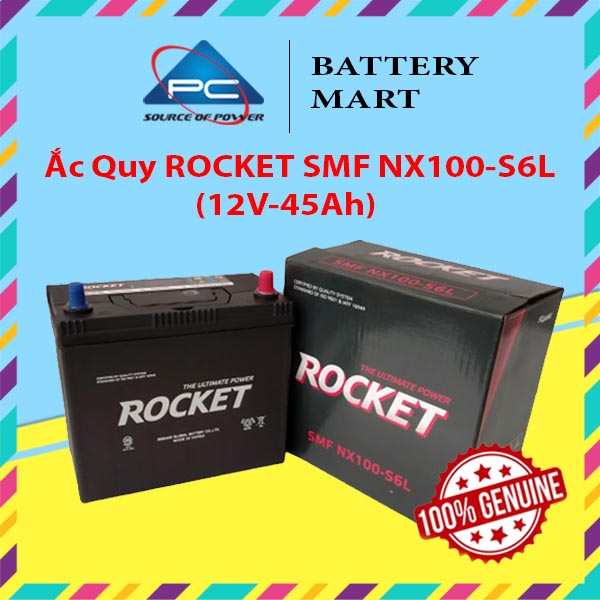 BÌnh Ắc Quy 12V-45Ah, Ắc Quy ROCKET SMF NX100-S6L/LS