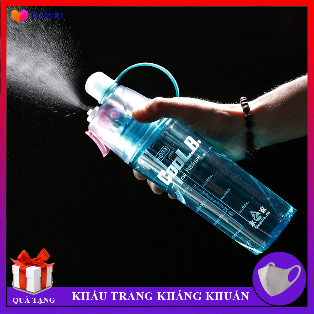 Bình nước thể thao có đầu xịt phun sương thể tích 400ml, BÌNH NƯỚC THỂ THAO PHUN SƯƠNG 2 IN 1 NewB 400ml CÓ VÒI XỊT, Bình nước tập GYM, Đạp xe dã ngoại