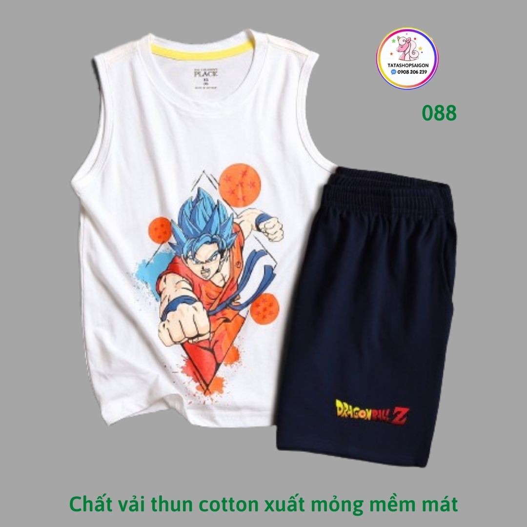 19 đến 50kg Đồ bộ ba lỗ cho bé trai size đại Bộ đùi sát nách bé trai thun cotton xuất mềm mát VNXK 088