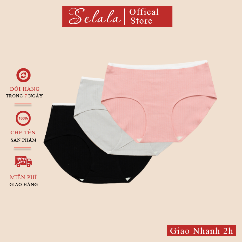 Combo 3 quần lót cotton selala mềm mịn thoáng mát kháng khuẩn không lộ viền qc09