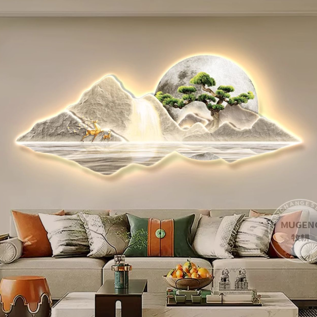 Tranh treo tường điện led, tranh 3d, tranh sơm thuỷ hữu tình