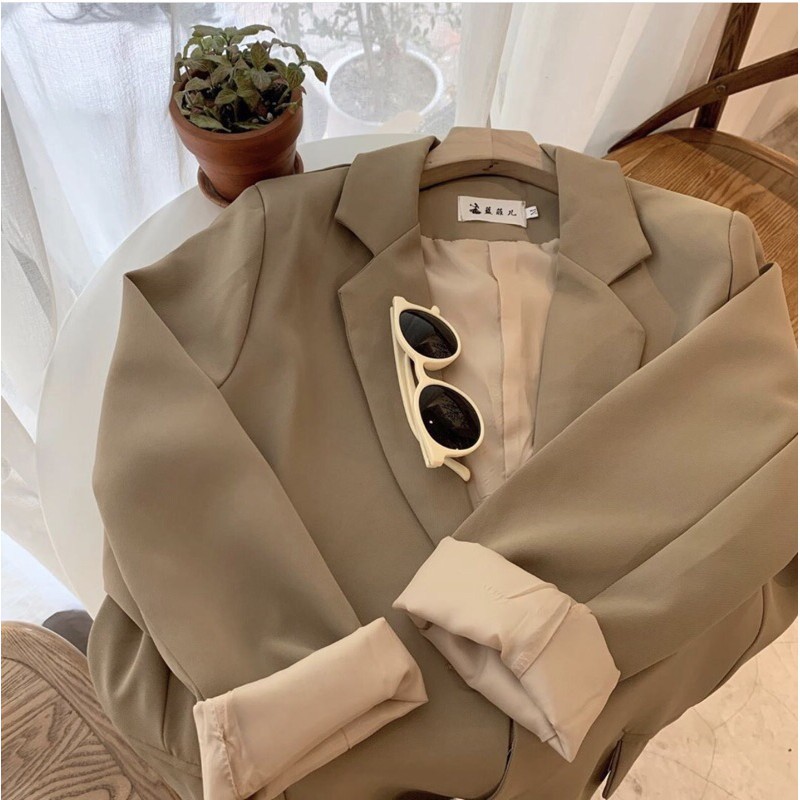 Áo Blazer Suông Hàn Quốc Trơn