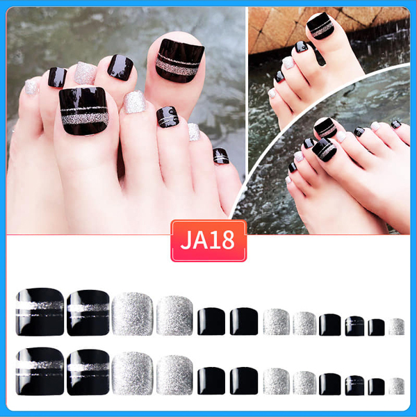 Hộp 24 Móng chân giả , nail giả , móng giả C14 ( Tặng kèm keo dán móng )