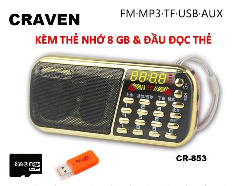 [HCM]Máy nghe nhạc mp3 thẻ nhớFM radio Craven CR-853 3 pin lớn