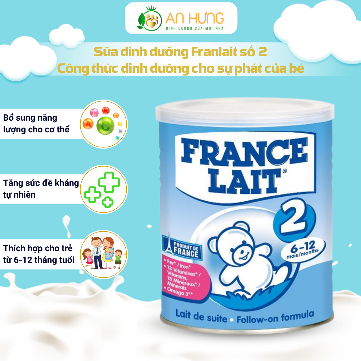 Sữa dinh dưỡng Franlait số 2 dành cho trẻ từ 6-12 tháng tuổi