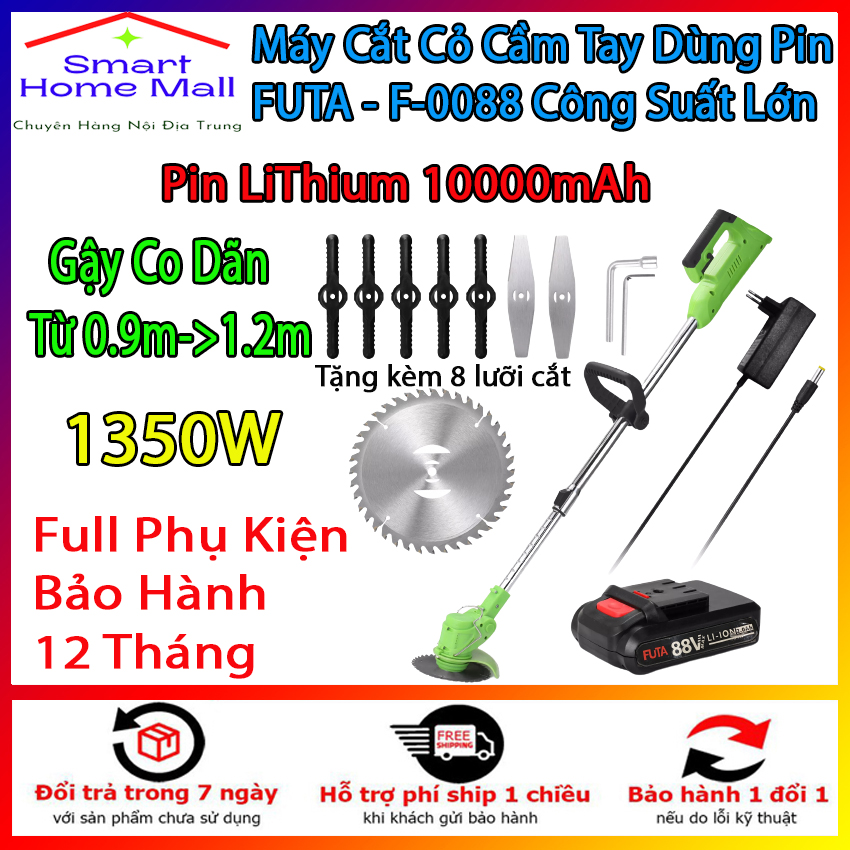 Máy Cắt Cỏ Cầm Tay Dùng Pin Futa 88V Làm Vườn , Cắt Cỏ Tiện Lợi Công Suất Lớn. Bảo Hành 6 tháng.
