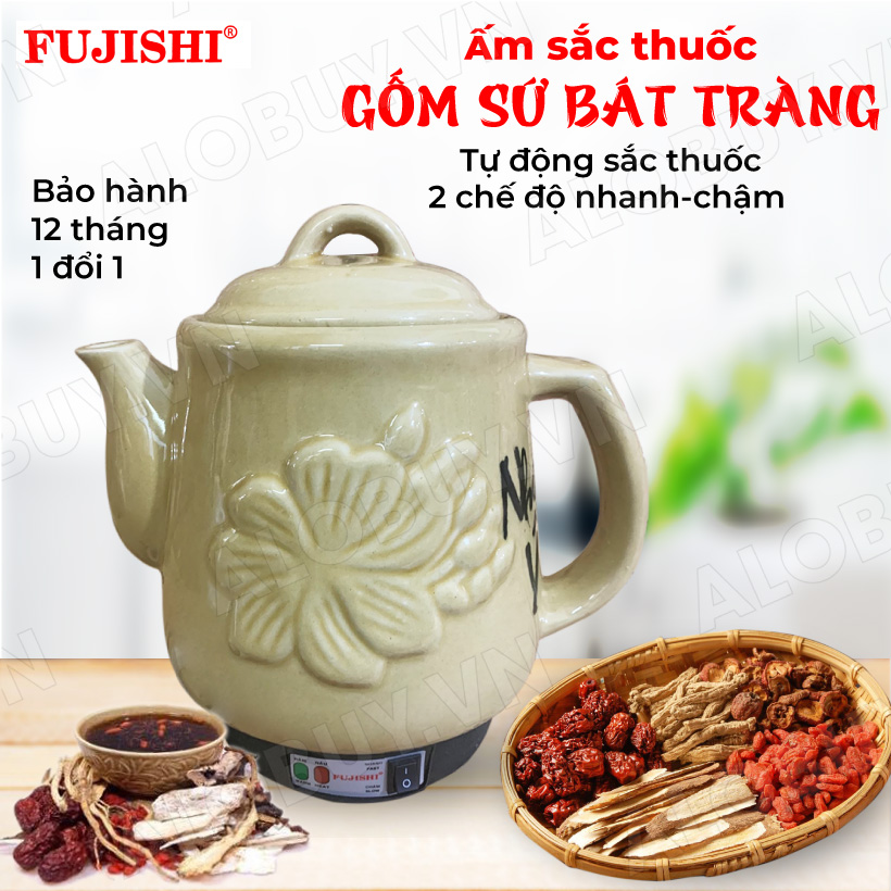 Ấm sắc thuốc điện fujishi 3.5 lít sv-803 gốm sứ bát tràng - - siêu thuốc điện nấu tự động ngắt