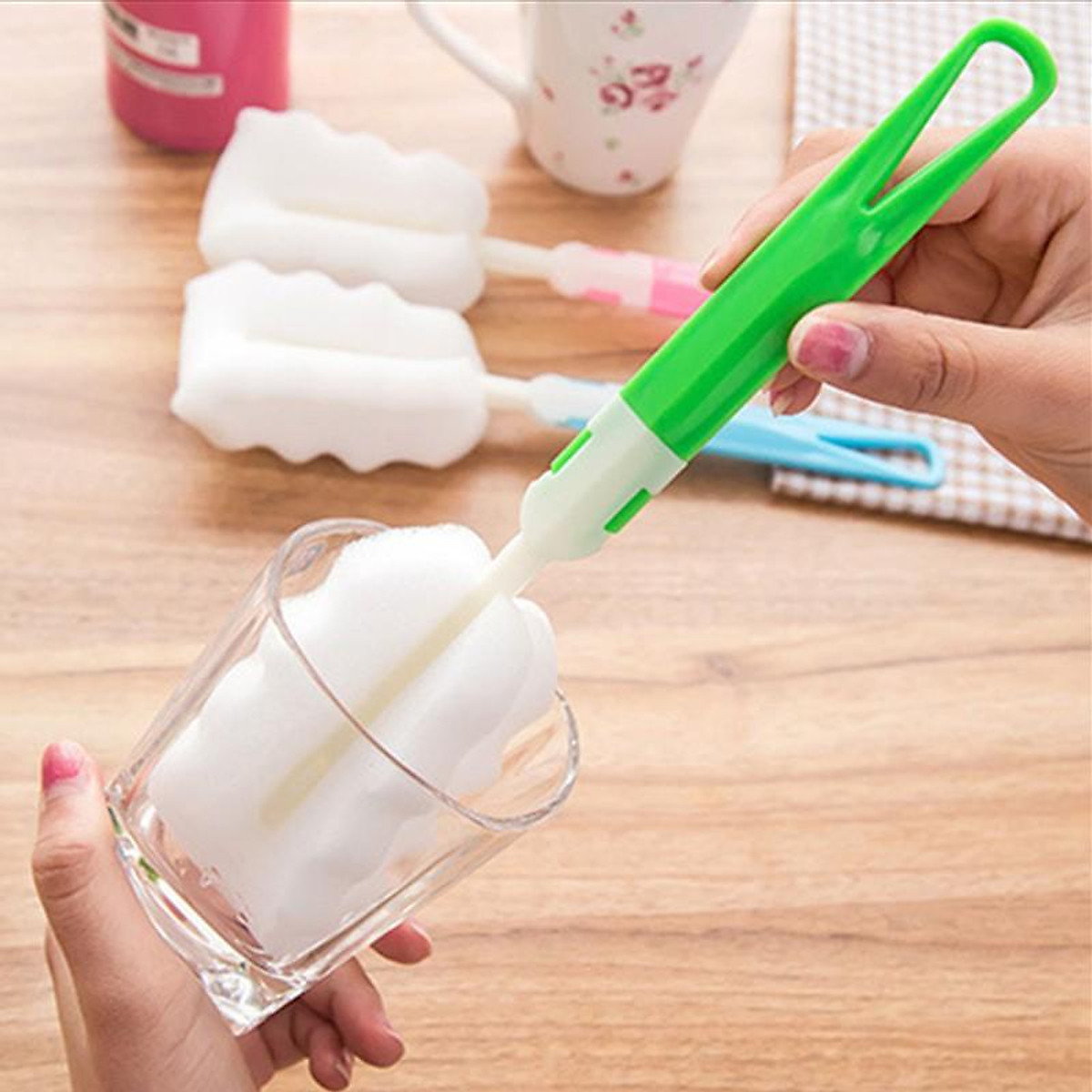 Cây cọ rửa ly, chai, lọ, bình sữa đa năng - que rửa cốc cây cọ rửa ly cốc bọt biển tiện dụng