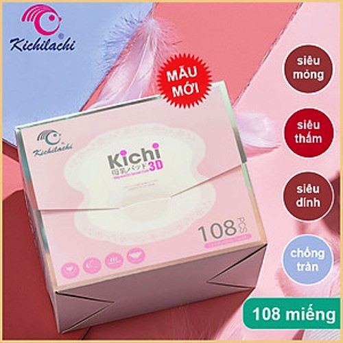 (RẺ VÔ ĐỊCH) Hộp 108 miếng lót thấm sữa mẹ dùng 1 lần KICHILACHI KICHI (Công nghệ Nhật) KC