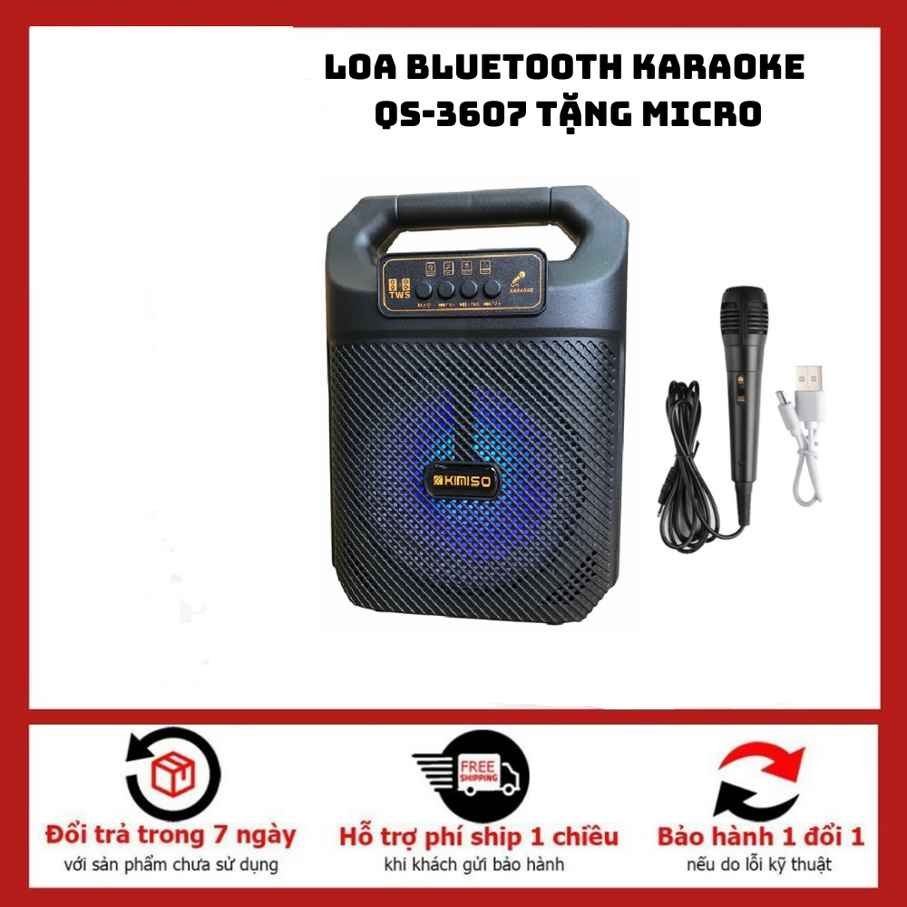 Loa bluetooth karaoke kimiso qs 3607 tặng kèm micro loa bluetooth hát karaoke kimiso qs 3607,thiết kế đẹp mắt âm thanh hay. bảo hành 1 năm.