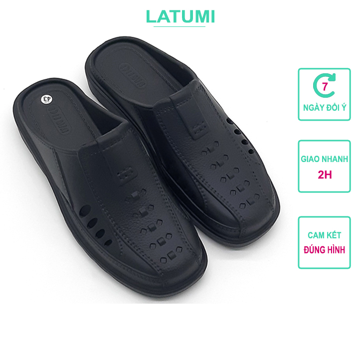 Dép sục lười bít mũi nam chất liệu siêu nhẹ êm chân thời trang cao cấp Latumi TA5211 (Đen)