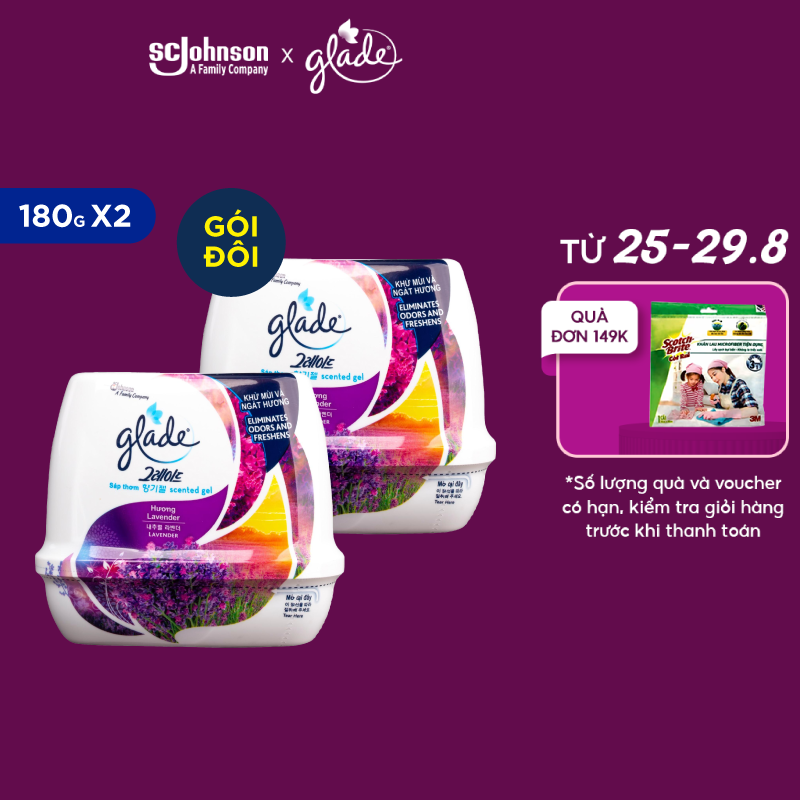 Bộ đôi GLADE Sáp Thơm Hương Lavender 180gx2