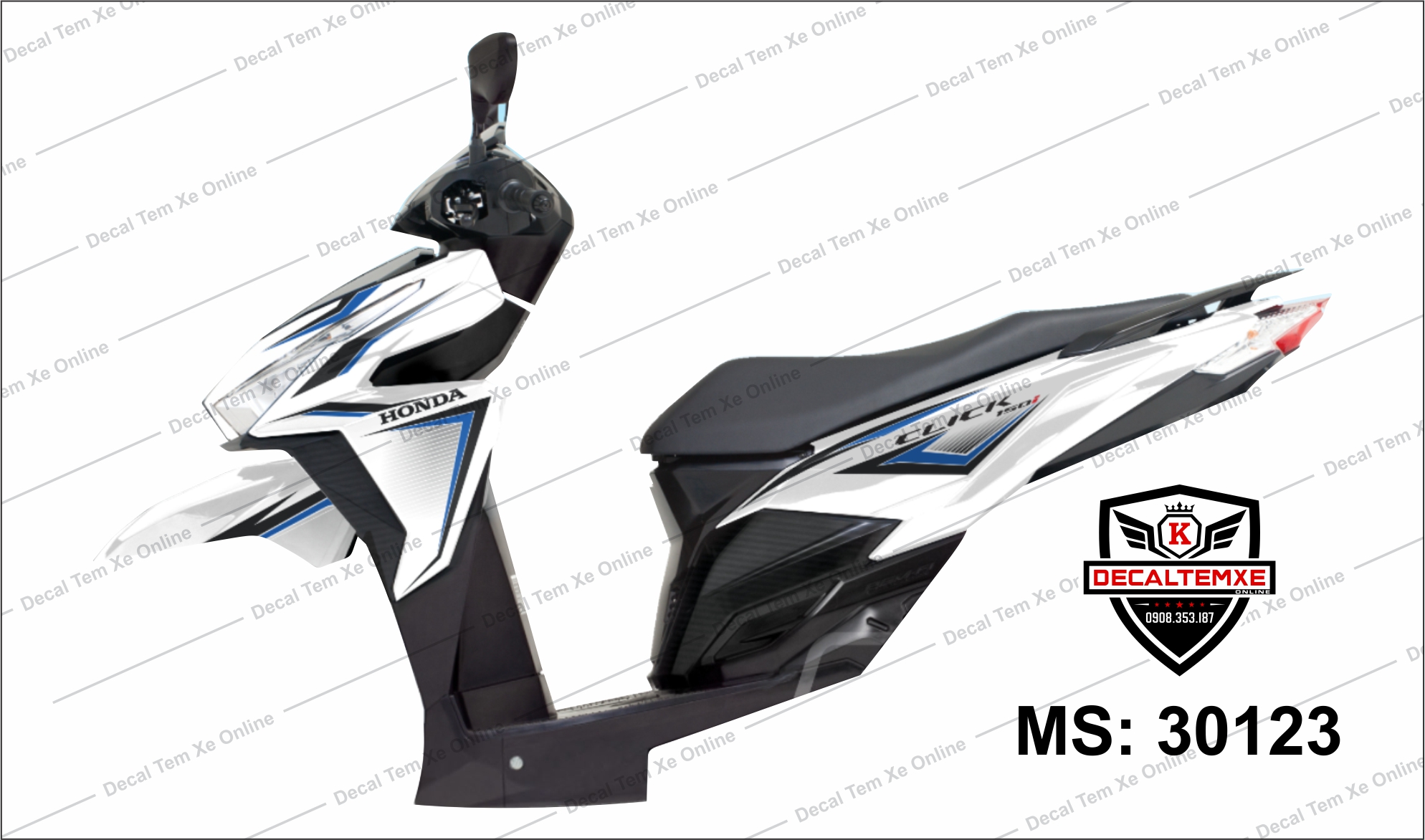 Tem Click Thái 150i dành cho xe màu trắng [Tem rời]