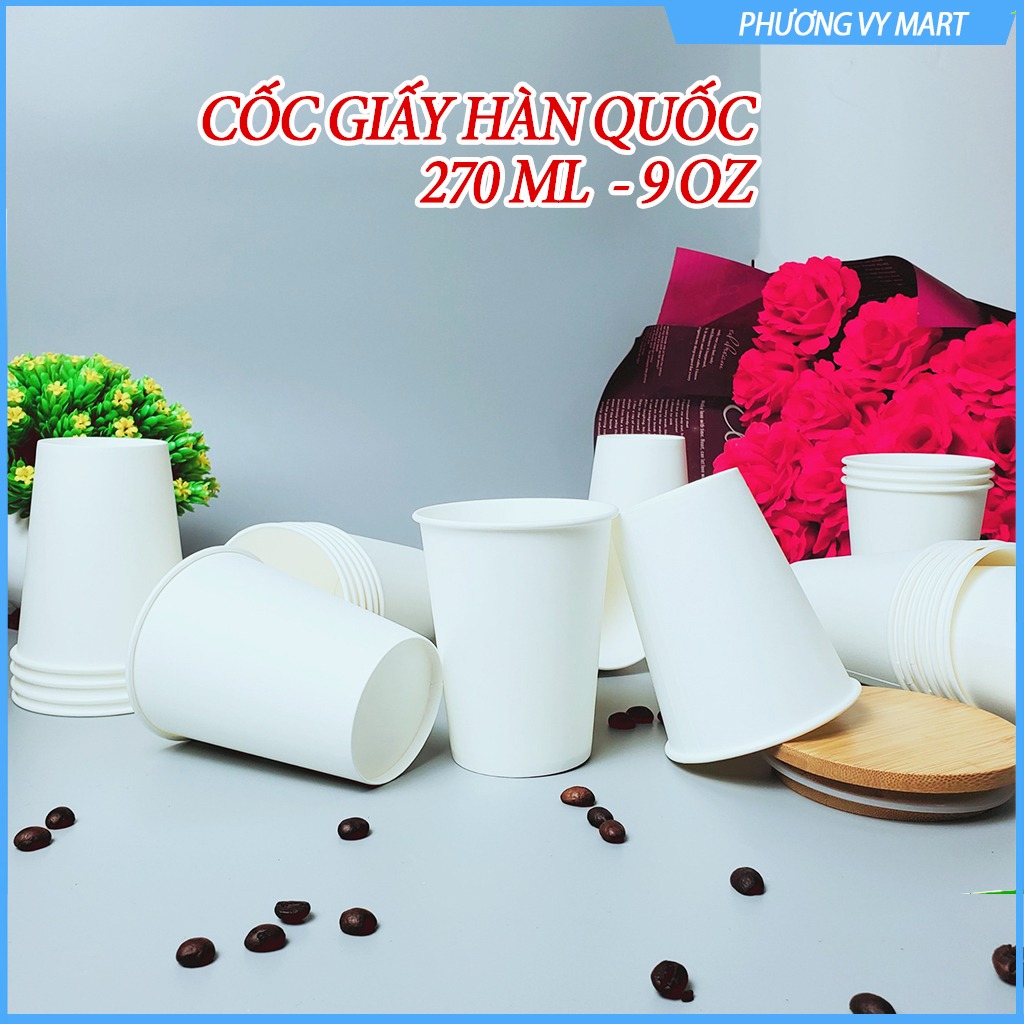 Set 50 chiếc cốc giấy 270ml ~ 9oz hàng cao cấp