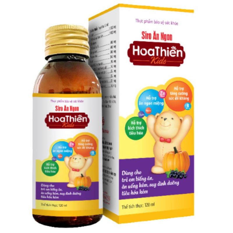 Siro ăn ngon Hoa Thiên, hỗ trợ trẻ biếng ăn, ăn không ngon miệng chai 120ml