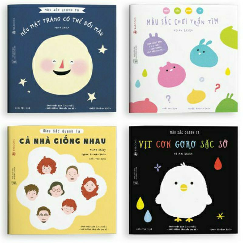 Sách ehon waboks - màu sắc quanh ta - bộ 4 quyển cho bé 3 - 6 tuổi.