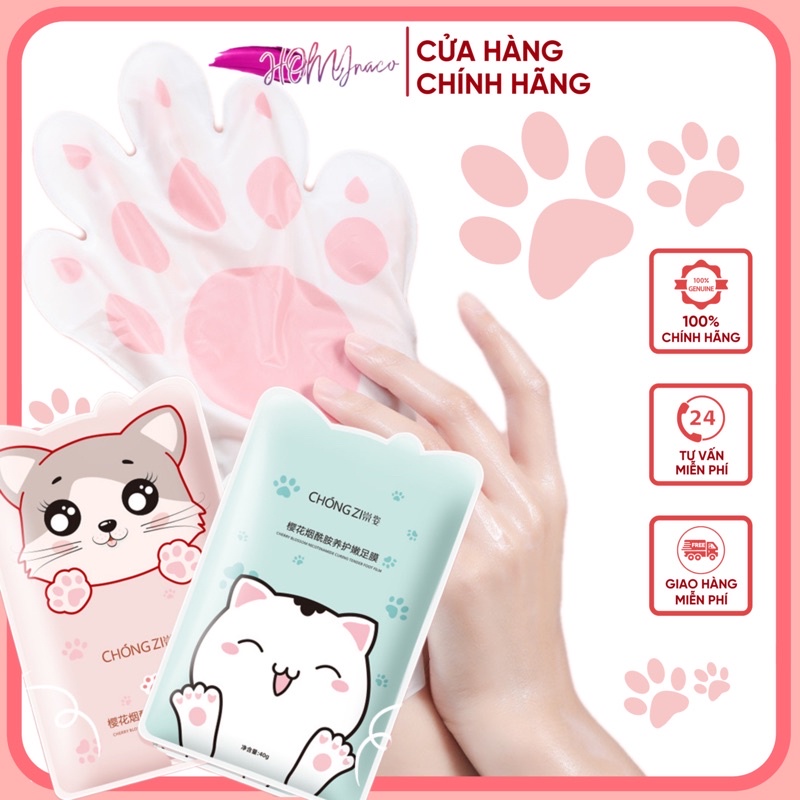 Mặt nạ tay chân hình mèo chongzi mặt nạ ủ tay dưỡng ẩm cải thiện nứt gót chân giúp làm mềm mịn trắng da lifusha loufmiss
