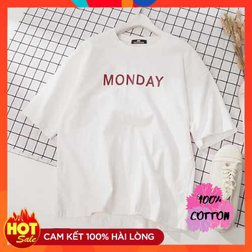 Áo thun form rộng, Áo thun tay lỡ, Áo thun cotton 100% tay ngắn unisex 7 ngày Monday Tuesday Wednesday Thursday Friday Saturday Sunday