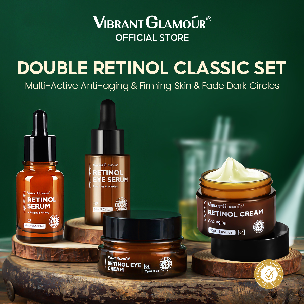 VIBRANT GLAMOUR Chiết khấu 30% Serum mắt + Kem dưỡng mắt + Serum dưỡng da mặt + Kem dưỡng da mặt chống lão hóa Giảm nếp nhăn Chống nếp nhăn Dưỡng ẩm làm sáng da Dưỡng ẩm sửa chữa 4 PCS