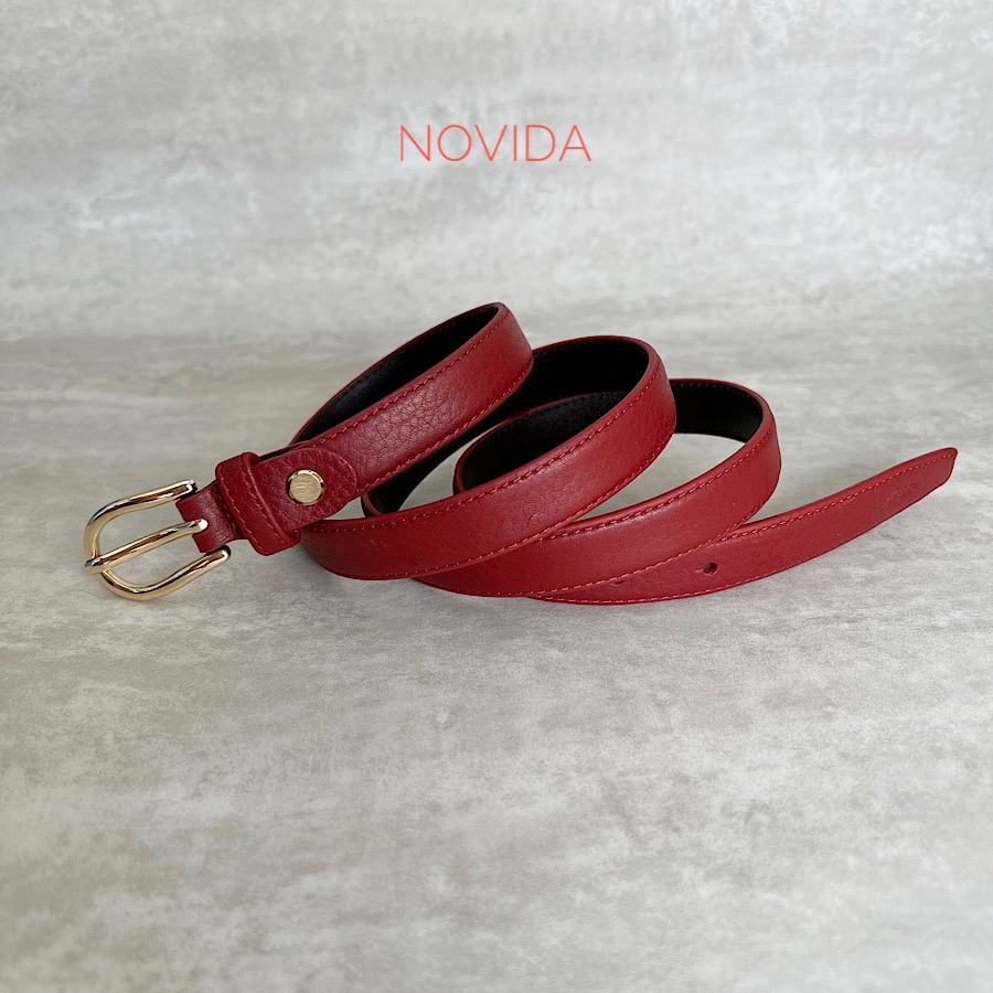Thắt lưng nữ da bò, dây nịt da thật cao cấp novida - bản rộng 2cm vv